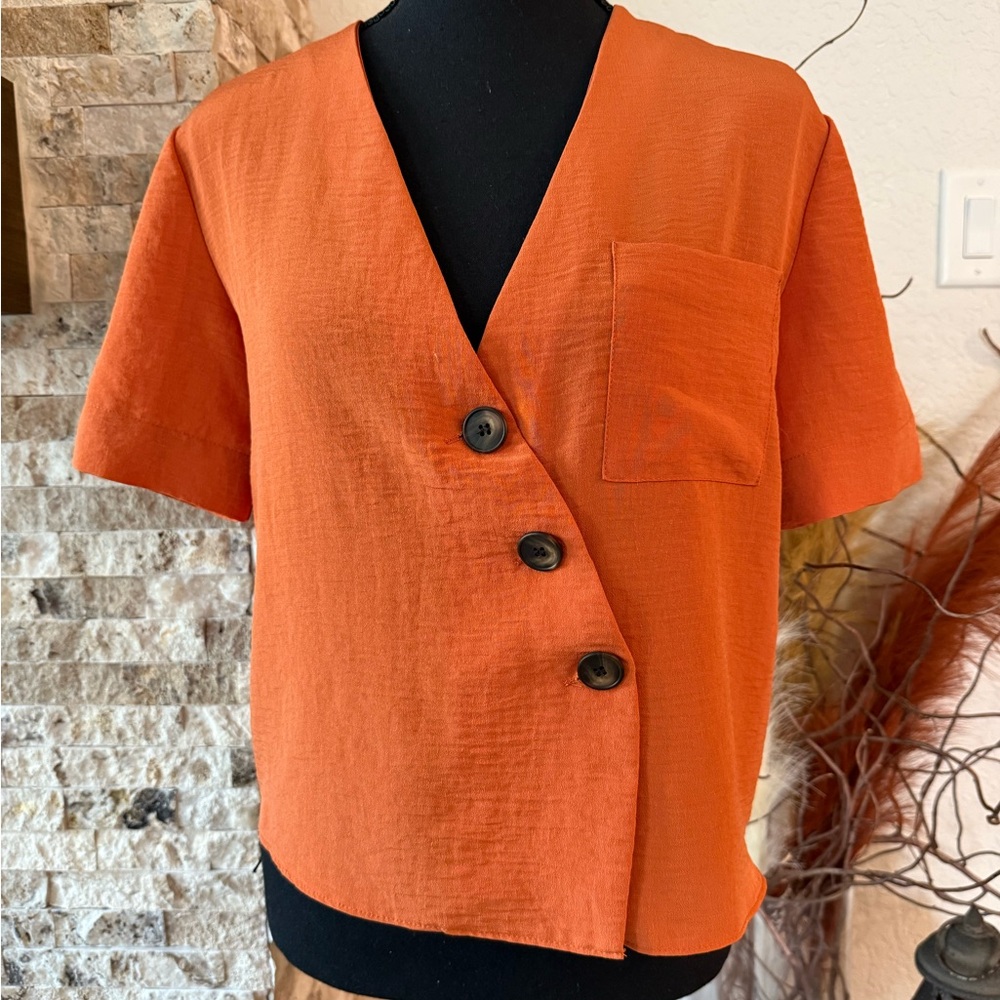 Topshop Asymmetrical Button Down Blouse - image 2